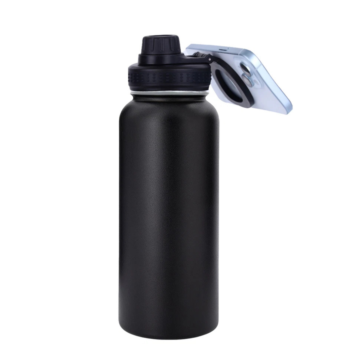 Travel-Friendly Magnetic Phone Holder Bottle – 1000ML Insulated Stainless Steel Water Bottle with Built-in Magnetic Phone Stand