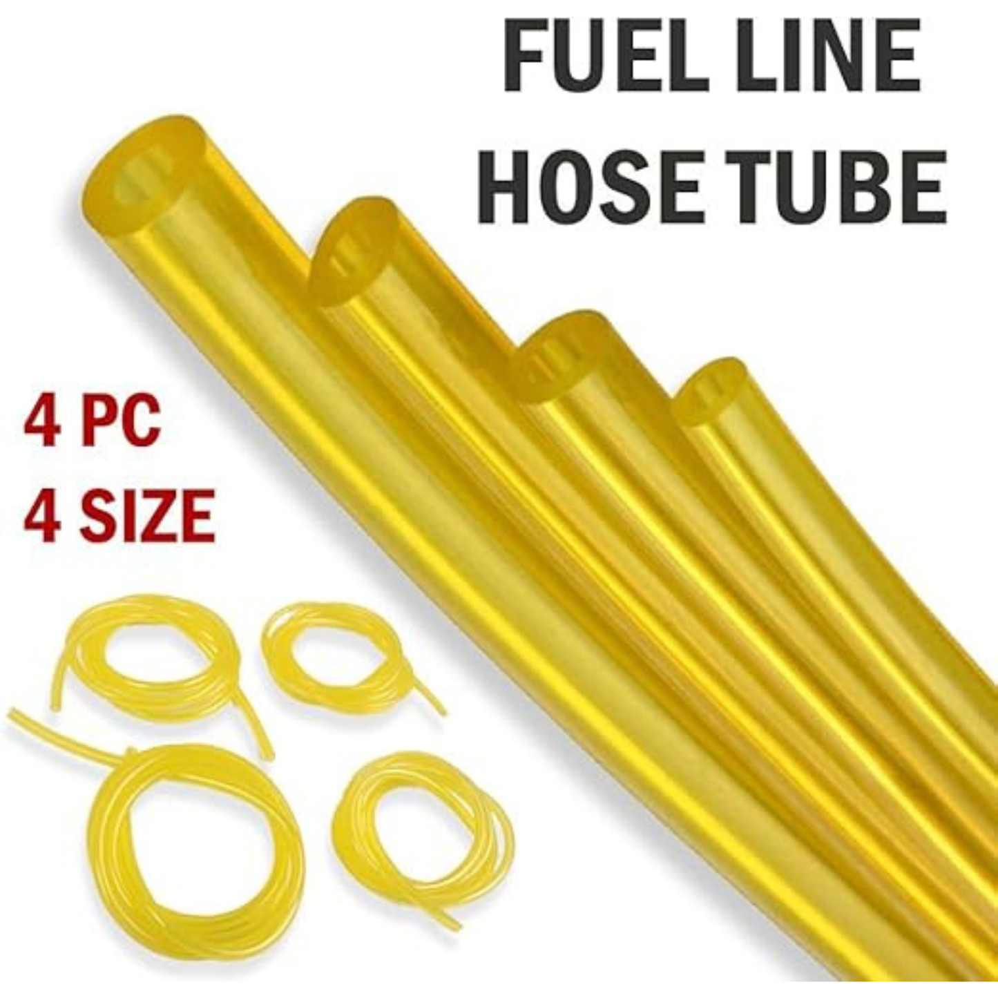 4 Sizes Petrol Fuel Gas Line Pipe Hose Tubing Set for String Trimmers, Chainsaws, Blowers, Lawn Mowers & 2-Cycle Small Engines