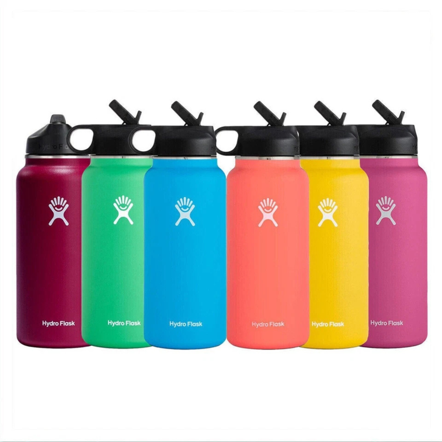 Hydro Flask Sport Water Bottle Stainless Steel Wide Mouth with Straw Lid – 32oz / 946ML Insulated Travel Bottle