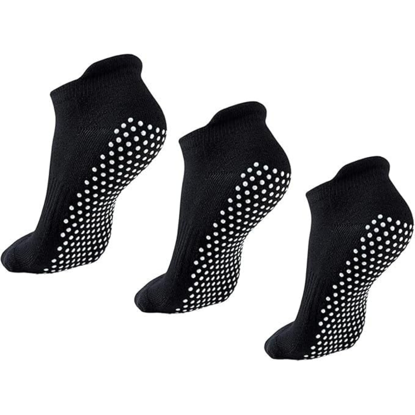 Non-Slip Grip Socks for Women & Men – 3 Pairs Black Anti-Skid Yoga, Pilates, Barre & Home Fitness Socks with Silicone Traction