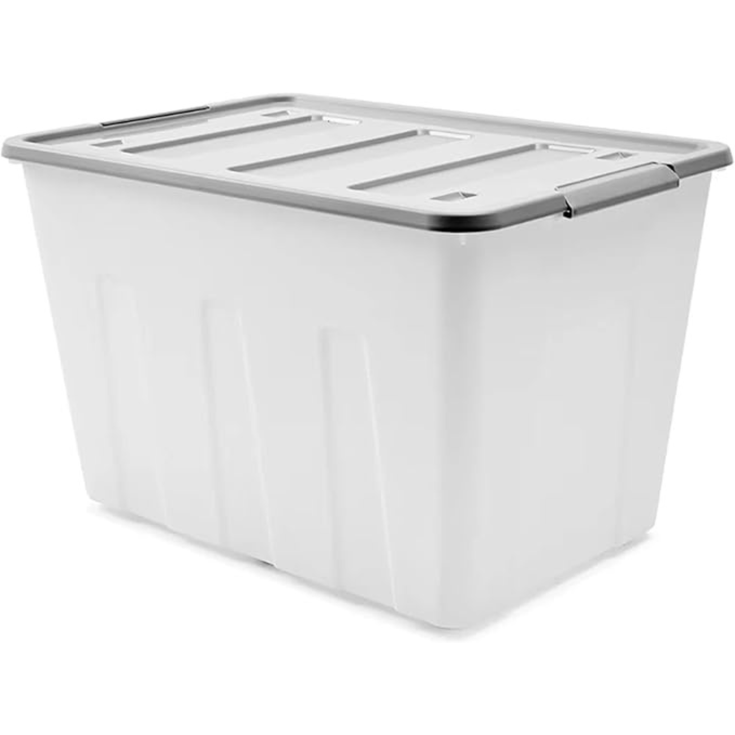 Large Storage Box Heavy Duty Plastic Tub with Lid – Stackable Organiser Container for Home & Garage Storage