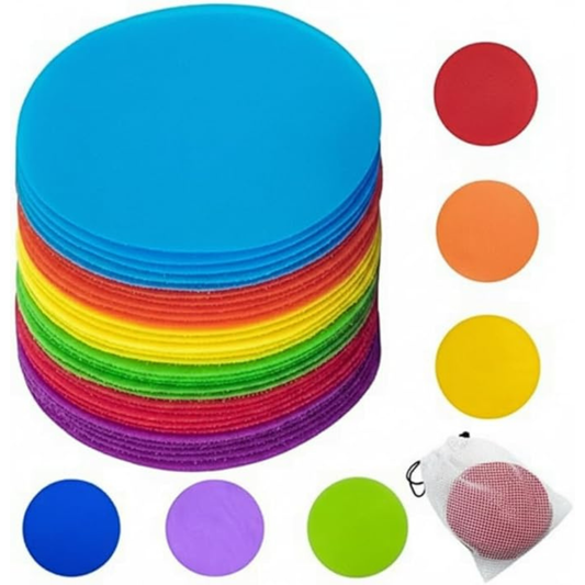 30PCS Carpet Spots Hook & Loop Circles – Reusable Floor Markers and Rug Positioning Dots for Classroom, Home & Office