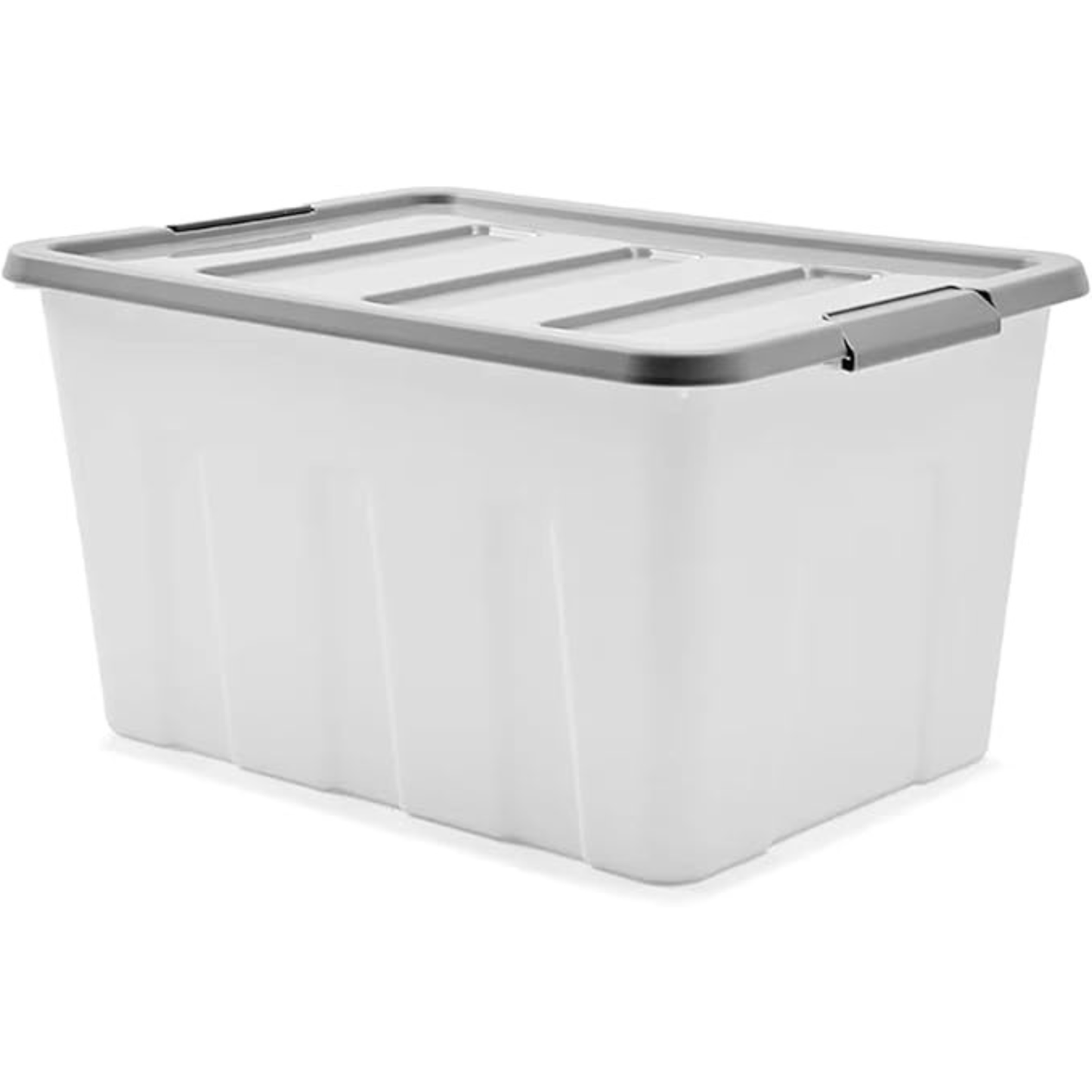 Large Storage Box Heavy Duty Plastic Tub with Lid – Stackable Organiser Container for Home & Garage Storage