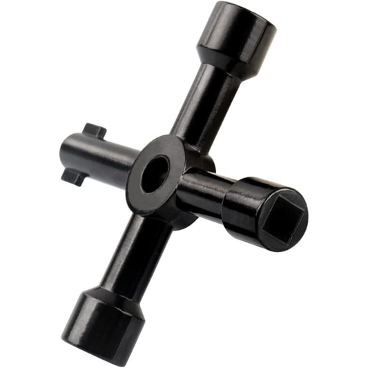 1PC 4-Way Electrical Cabinet Utility Key – Multi-Function Cross Key for Panels, Valves, Gas Meters & Utility Cabinets