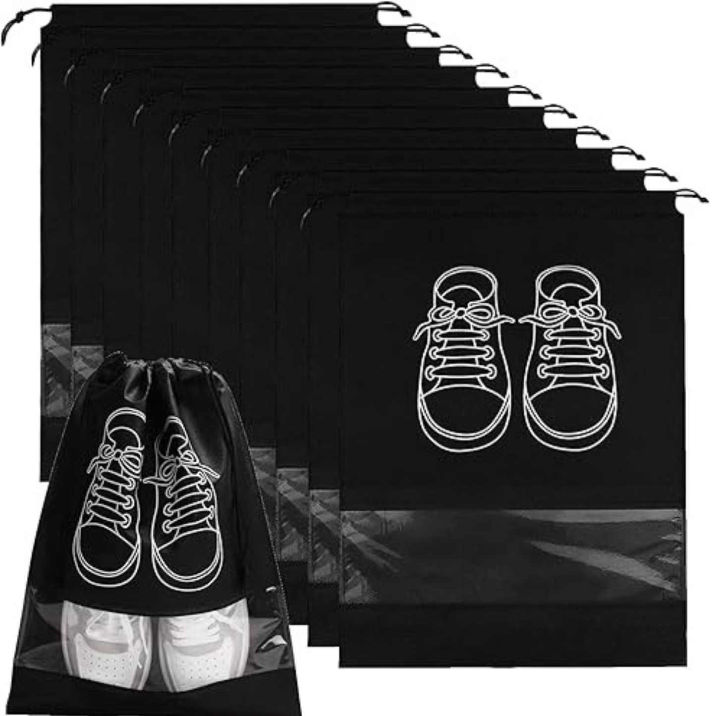Pack of 10 Large Waterproof Shoe Storage Bags – Portable Dustproof Travel Shoe Bags with Transparent Window for Daily Use & Travel