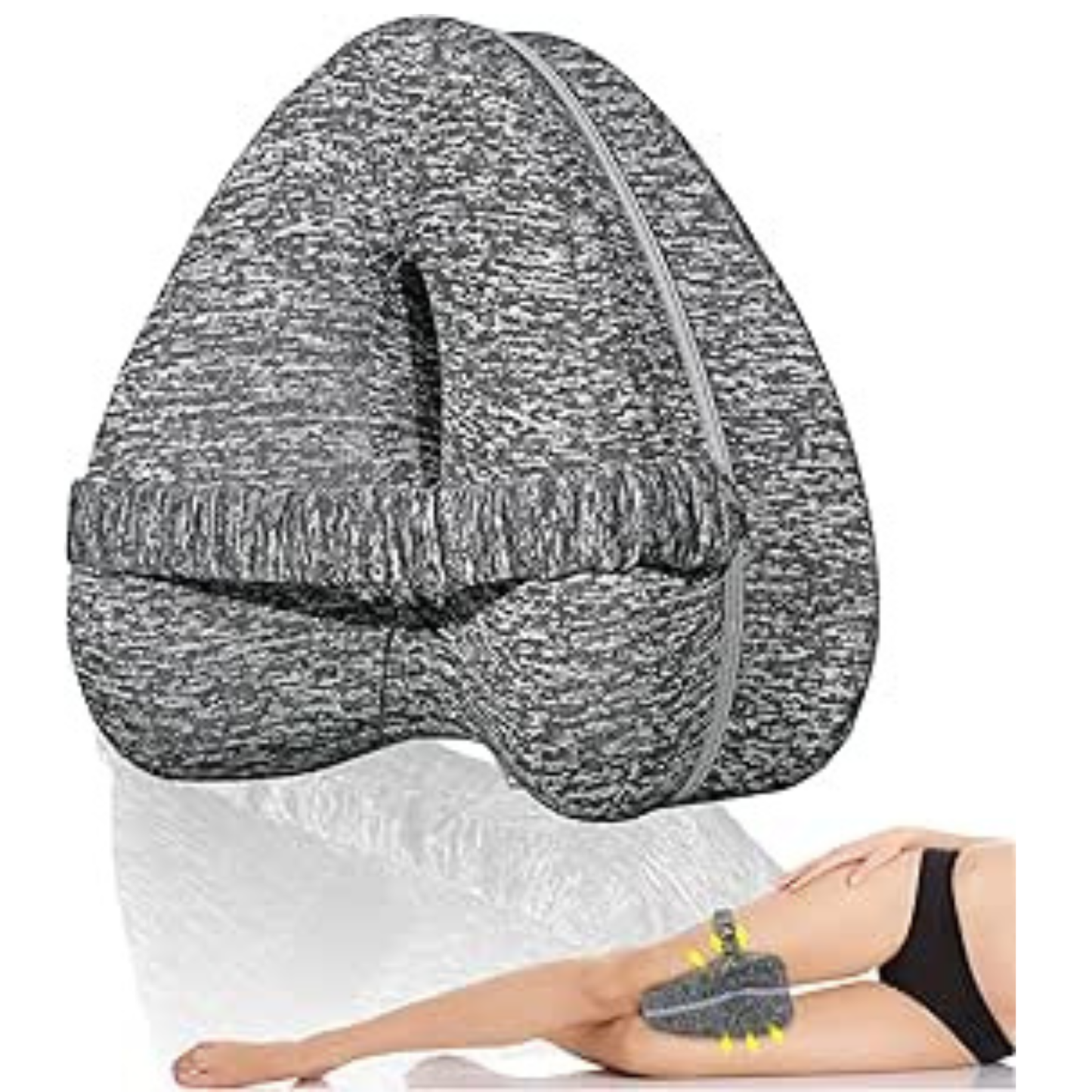 Memory Foam Knee Pillow for Side Sleepers with Elastic Strap – Leg Support Pillow for Spine Alignment with Breathable Washable Cover