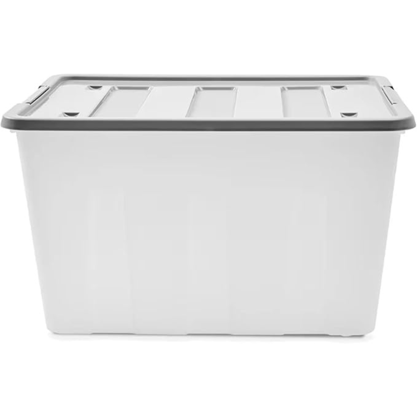 Large Storage Box Heavy Duty Plastic Tub with Lid – Stackable Organiser Container for Home & Garage Storage