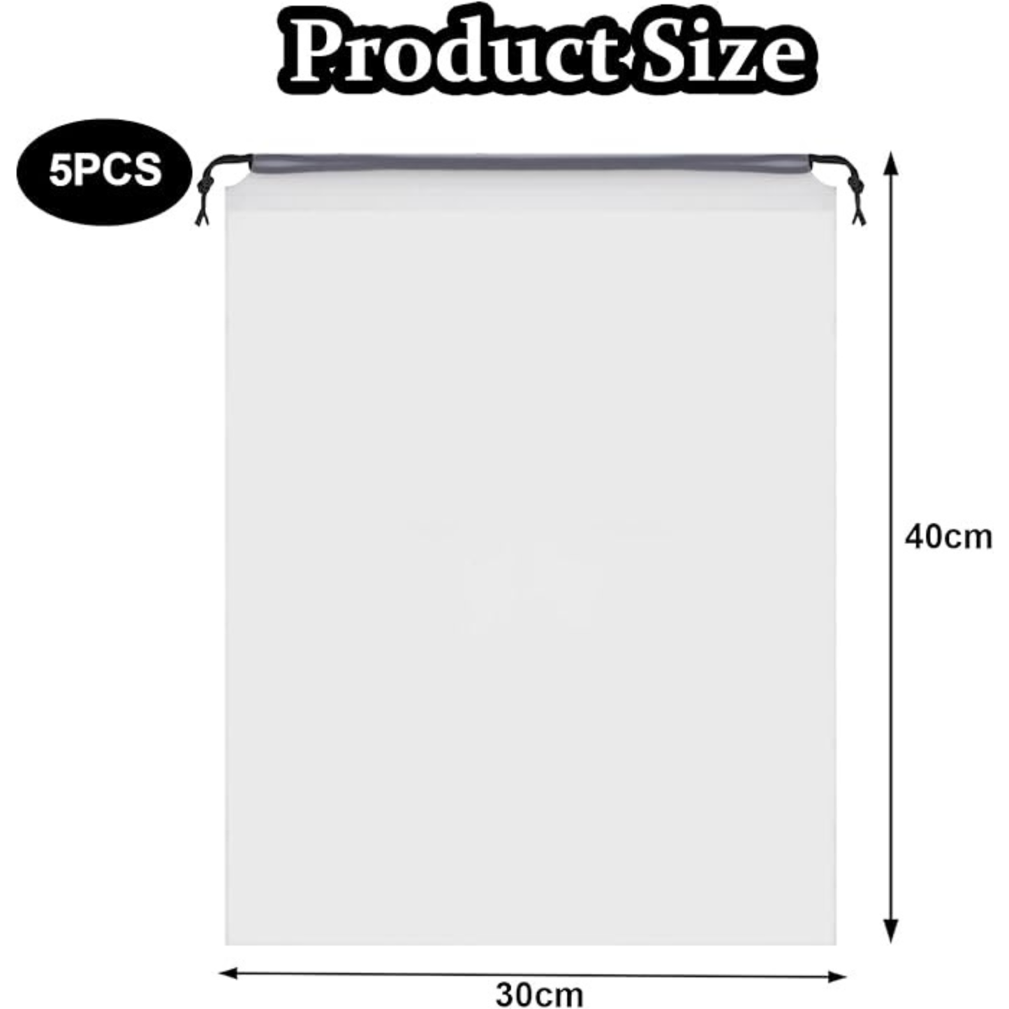 5 PCS Waterproof Travel Shoe Bags – 30 × 40cm Translucent Drawstring Shoe Storage Organizer Pouches for Shoes, Clothes & Travel Accessories (White)
