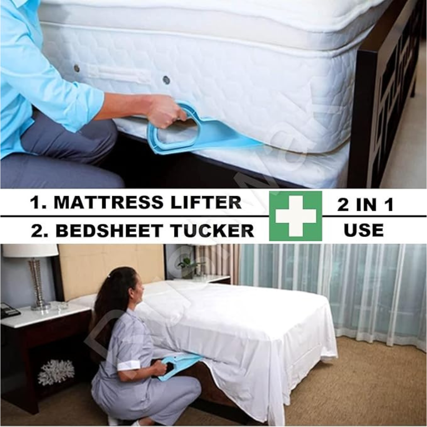 Mattress Lifter and Bedsheet Tucker Tool – Plastic Mattress Wedge Elevator for Easy Bed Making, Sheet Tucking, Mattress Lifting & Bedding Installation