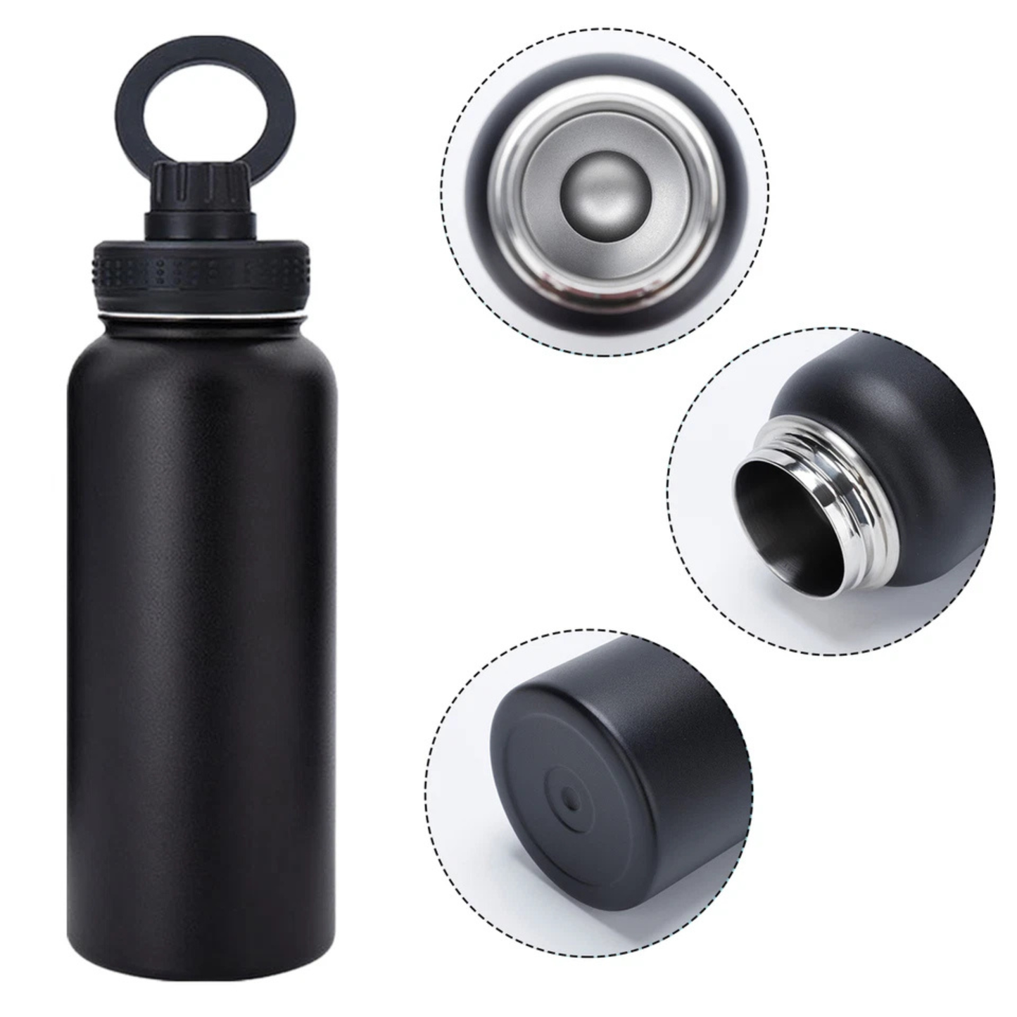 Travel-Friendly Magnetic Phone Holder Bottle – 1000ML Insulated Stainless Steel Water Bottle with Built-in Magnetic Phone Stand