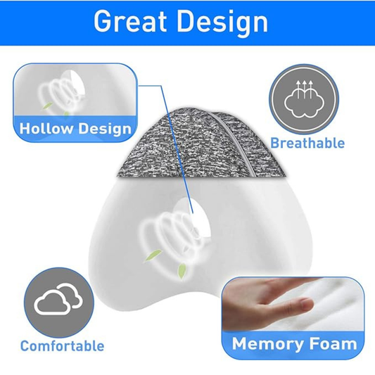 Memory Foam Knee Pillow for Side Sleepers with Elastic Strap – Leg Support Pillow for Spine Alignment with Breathable Washable Cover