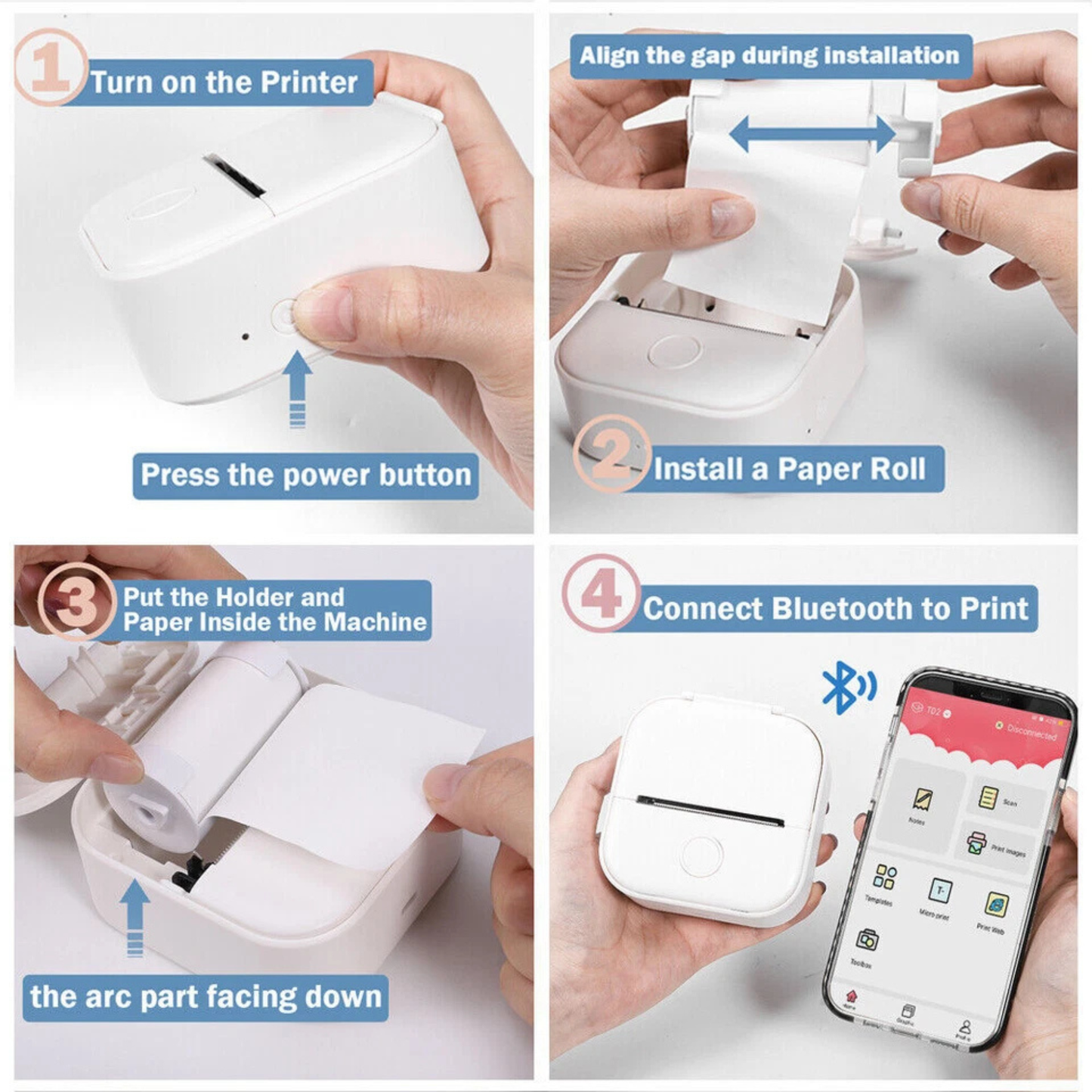 Mini Pocket Bluetooth Thermal Printer – Wireless Inkless Photo & Sticker Printer for Smartphones