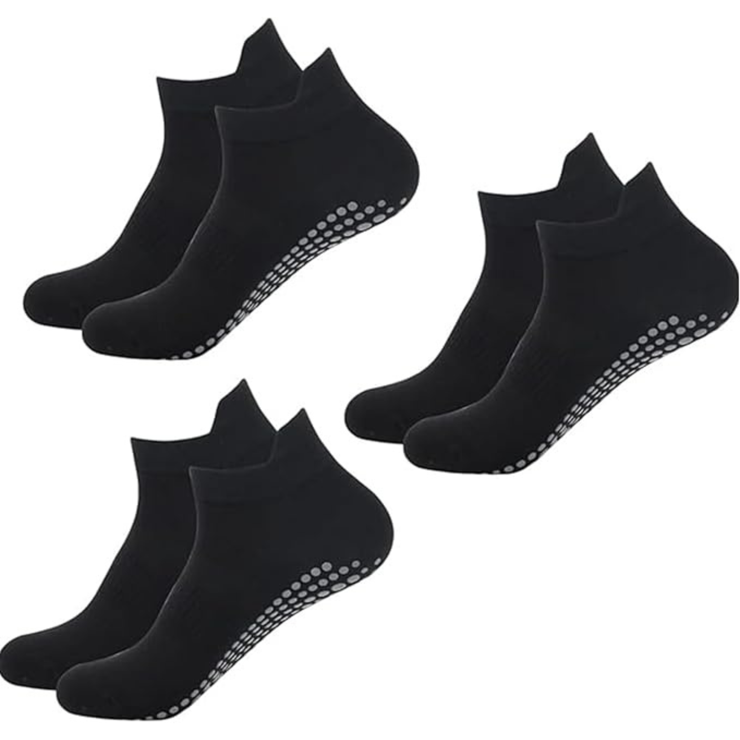 Non-Slip Grip Socks for Women & Men – 3 Pairs Black Anti-Skid Yoga, Pilates, Barre & Home Fitness Socks with Silicone Traction