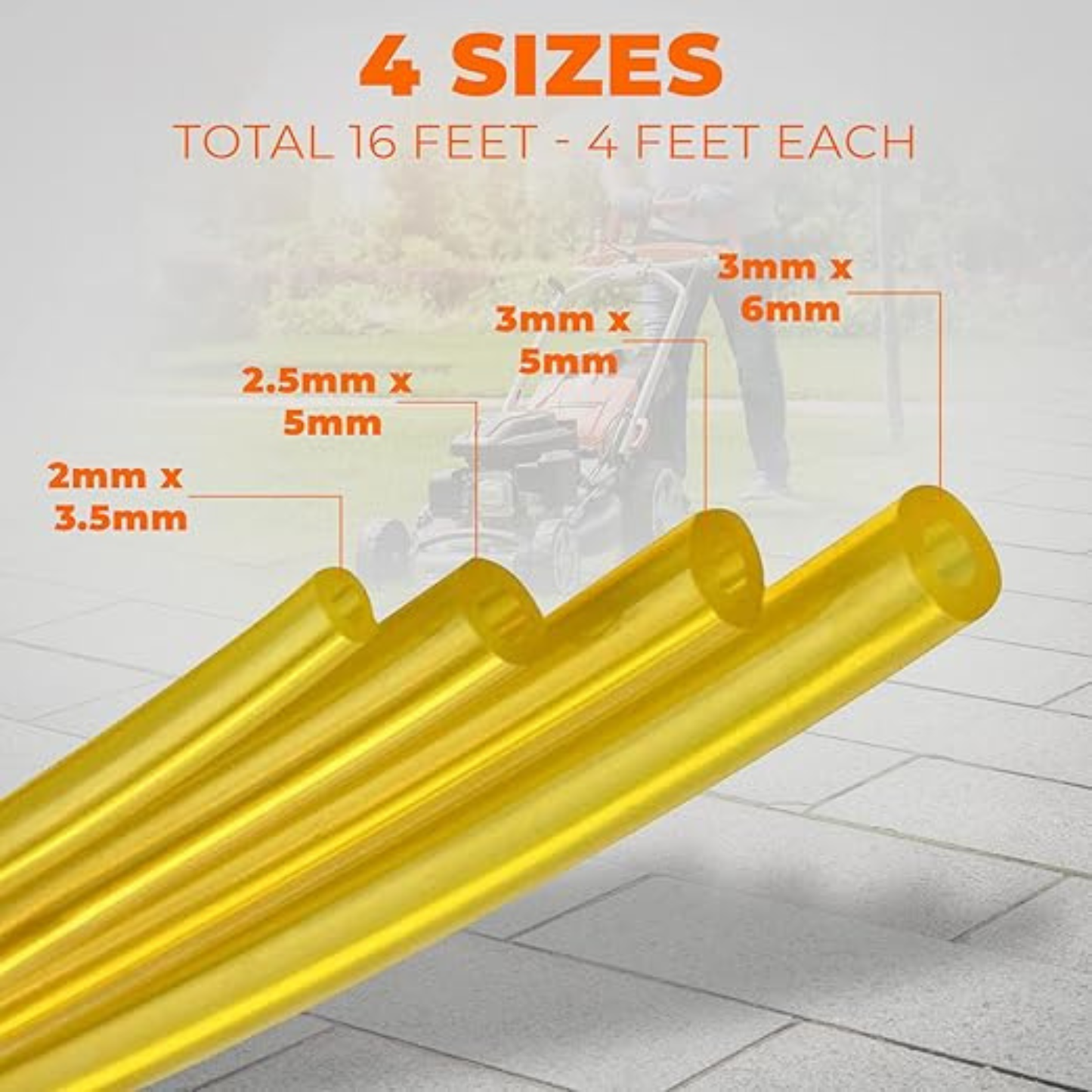4 Sizes Petrol Fuel Gas Line Pipe Hose Tubing Set for String Trimmers, Chainsaws, Blowers, Lawn Mowers & 2-Cycle Small Engines