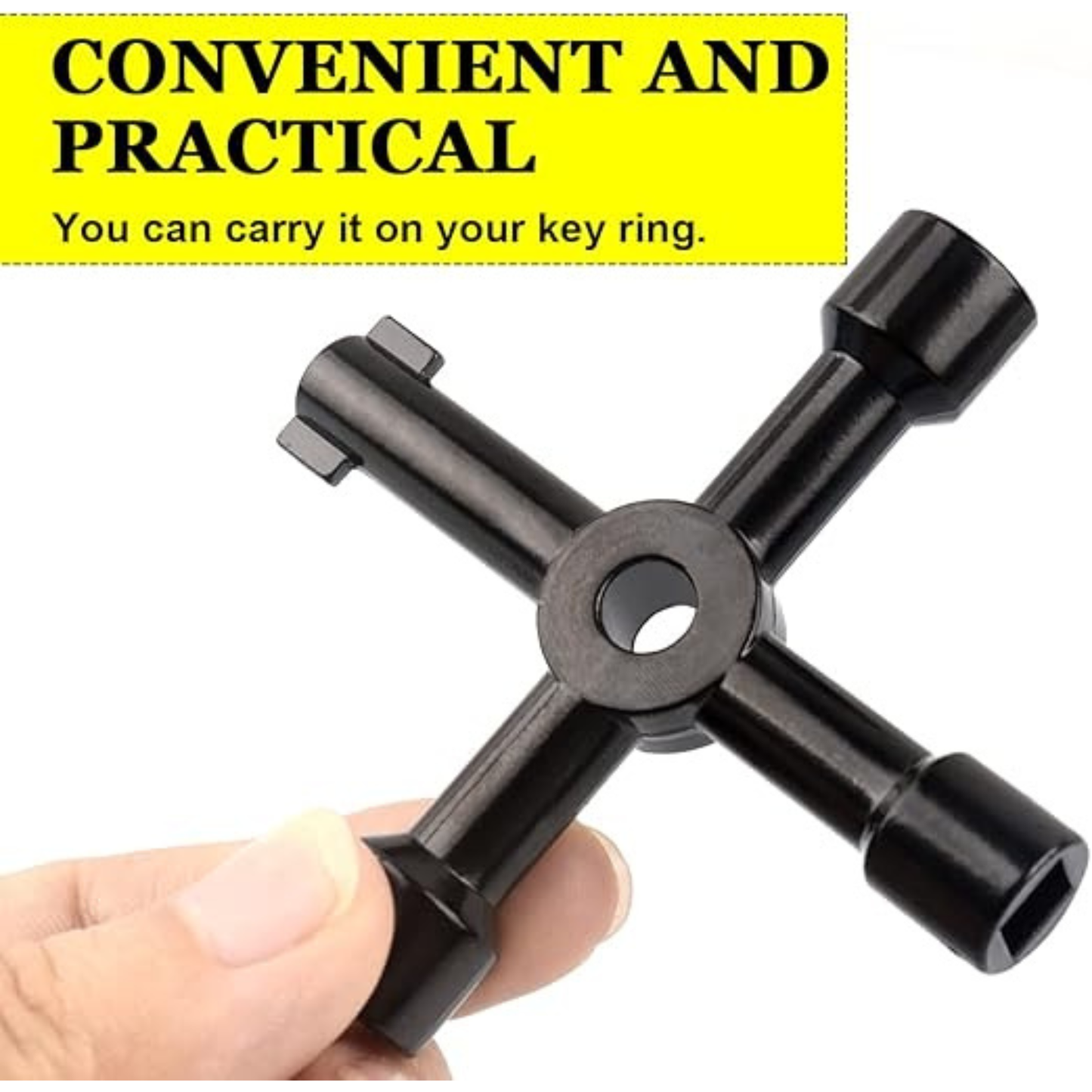 1PC 4-Way Electrical Cabinet Utility Key – Multi-Function Cross Key for Panels, Valves, Gas Meters & Utility Cabinets