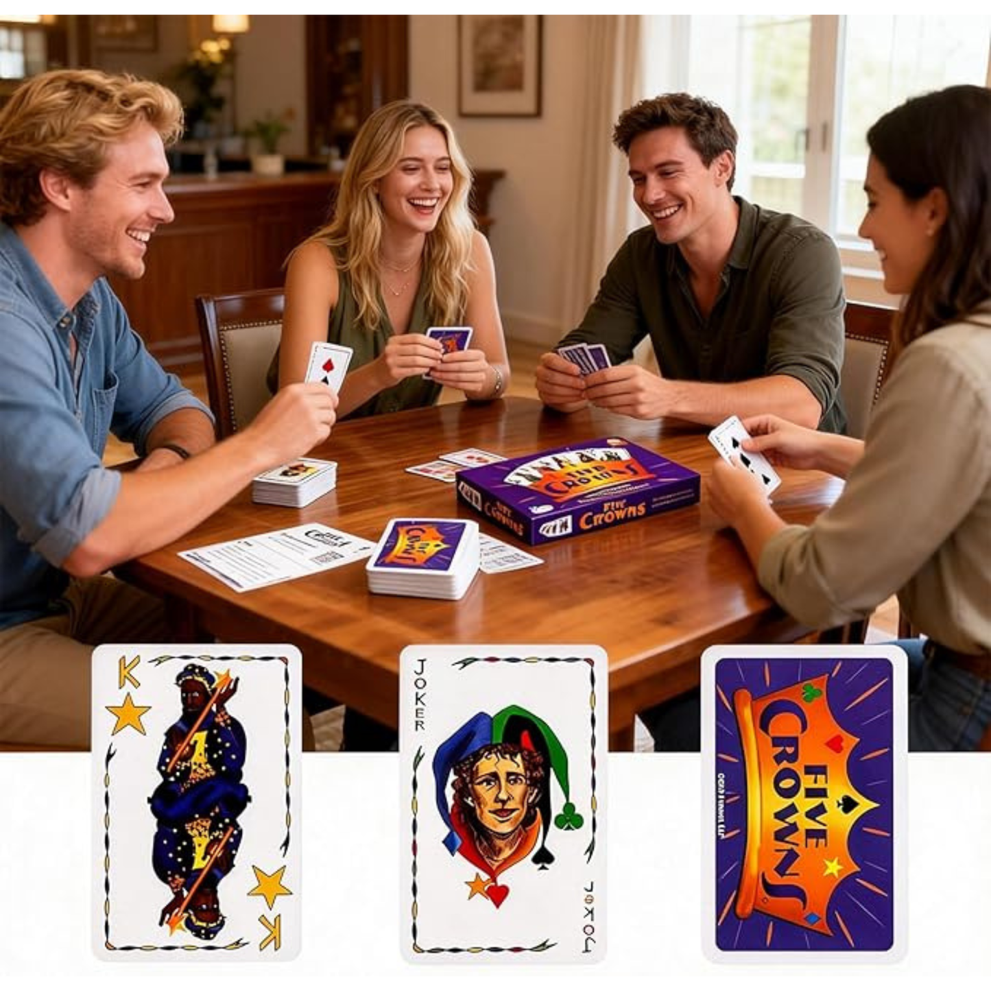 Five Crowns Card Game for Adults – Classic Rummy-Style Party Card Game for 1–7 Players
