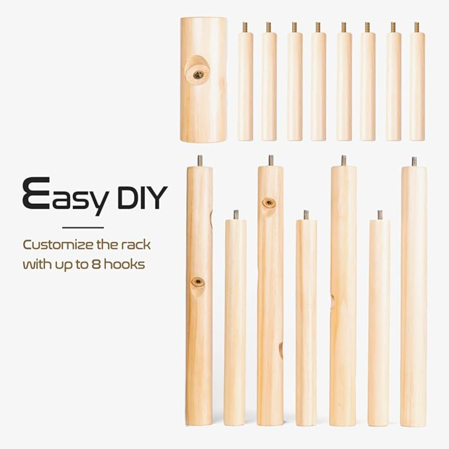 Wooden Coat Stand Storage Rack – Multi Hook Clothes Hanger Tree for Jackets, Hats, Bags & Umbrellas