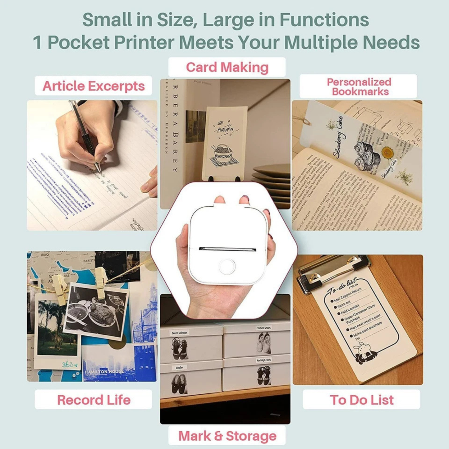 Mini Pocket Bluetooth Thermal Printer – Wireless Inkless Photo & Sticker Printer for Smartphones